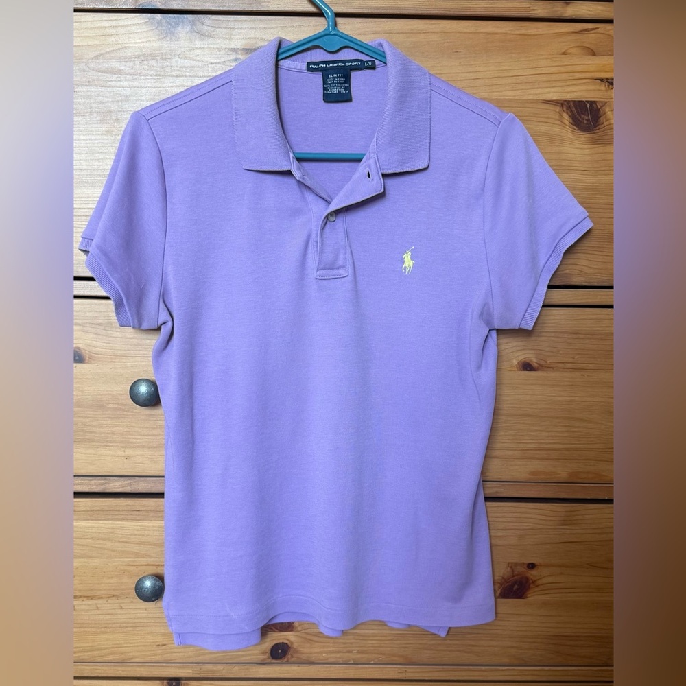 Ralph Lauren Lavender Polo Shirt with Yellow Emblem